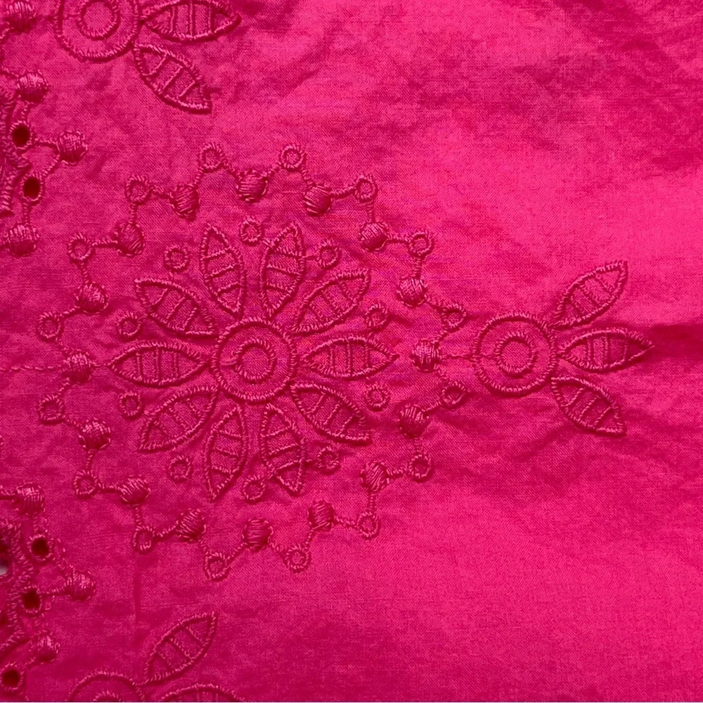 Lane Bryant Tank Top Size 16 Pink Embroidery Cotton Airy Breezy Square Neck